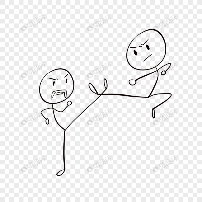 打架的小人简笔画