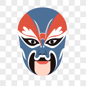蓝色京剧脸谱图片
