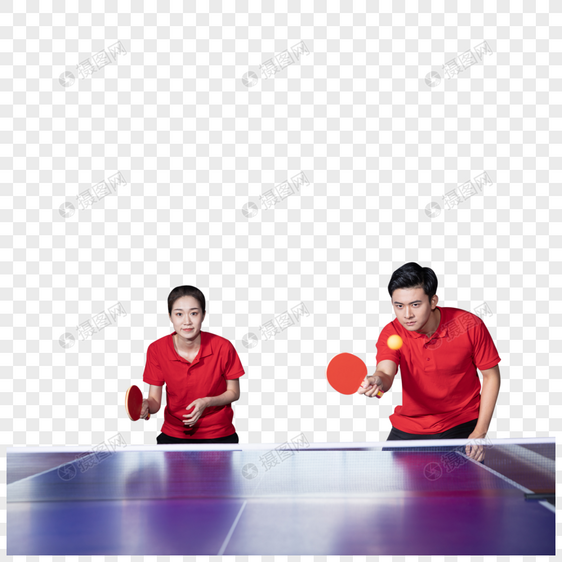 打乒乓球的青年男女图片