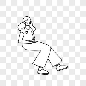 坐着的女孩简笔画图片