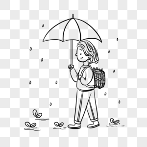 下雨天撑伞图片