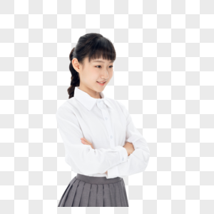 中学生女孩侧面形象图片