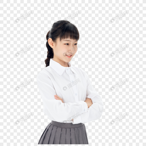 中学生女孩侧面形象图片