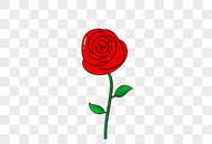手绘红玫瑰花元素图片