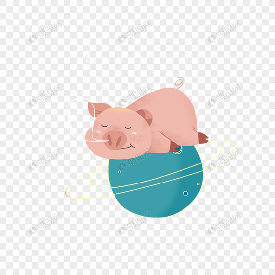 趴在星球上睡觉的小猪图片