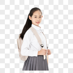 中学生女孩背着书包图片