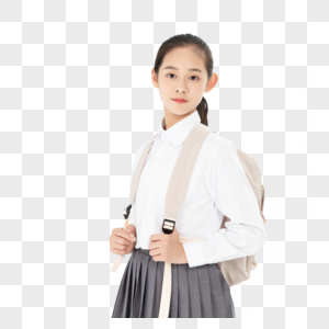 中学生女孩背着书包图片