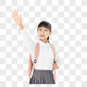 中学生女孩打招呼图片