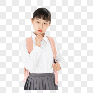 中学生女孩思考图片