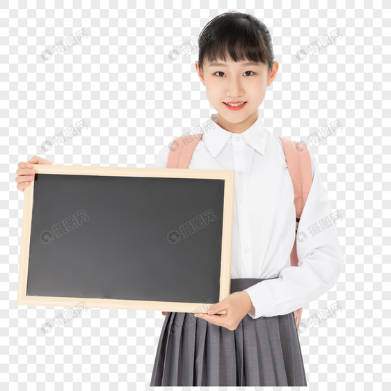 中学生女孩拿写字板图片