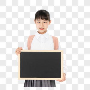 中学生女孩拿写字板图片