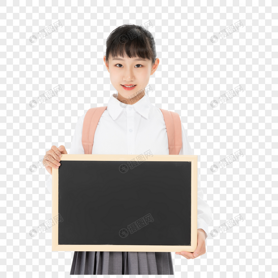 中学生女孩拿写字板图片