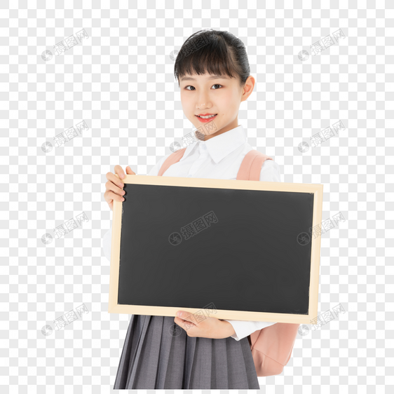 中学生女孩拿写字板图片