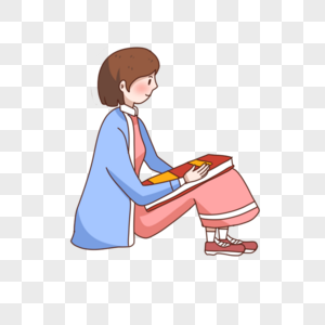 阅读知识坐着看书的女孩素材