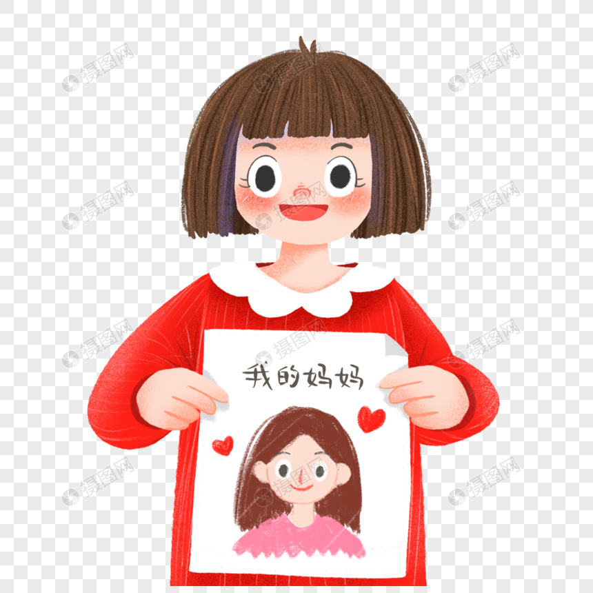 女孩给妈妈画肖像图片