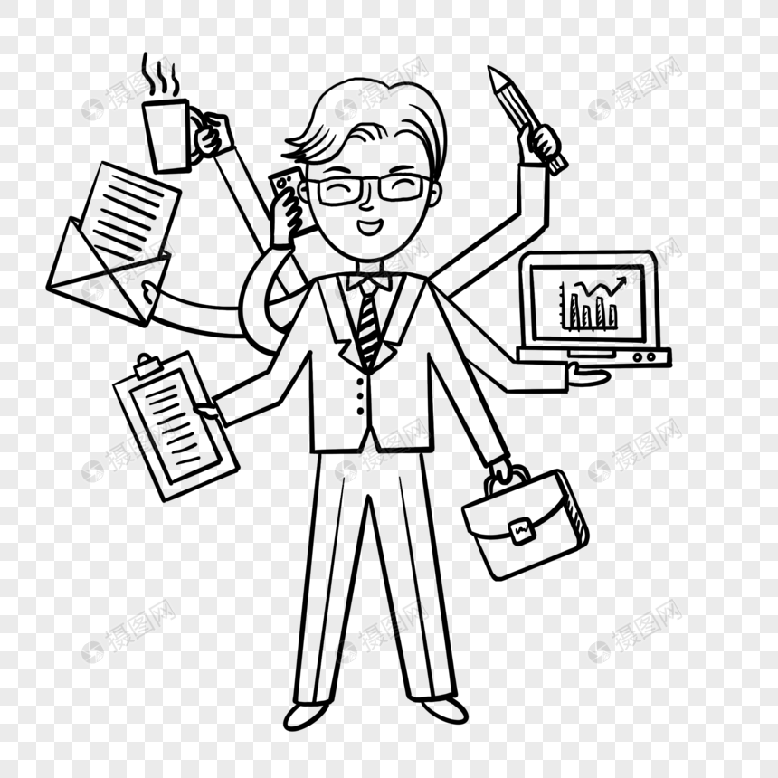 忙碌的商人简笔画元素素材下载 正版素材 摄图网