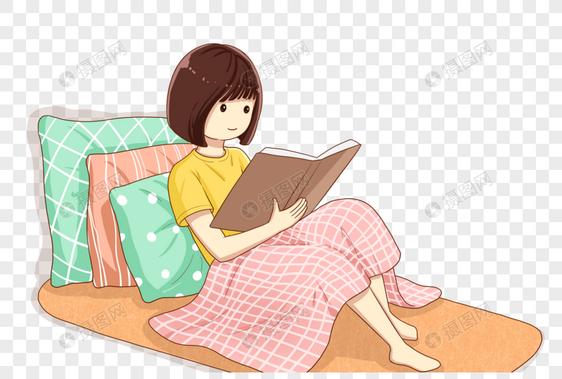 躺着看书的女孩图片