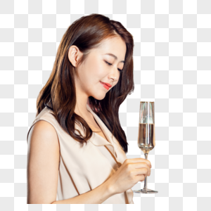 气质美女举杯喝香槟图片