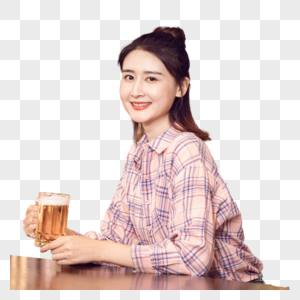 年轻美女酒吧喝啤酒图片