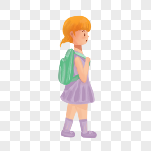 背着书包上学的女孩图片