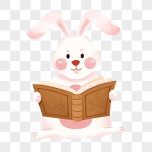 看书的兔子图片
