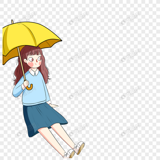 谷雨坐着打伞的女孩图片