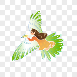 骑着布谷鸟的女孩图片素材