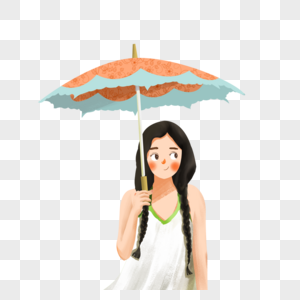 打伞遮阳的女孩图片