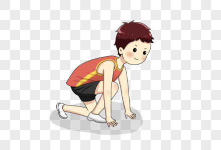 预备起跑的男青年图片素材