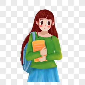 抱着书的男孩400932108元素  |抱着书的女生元素  |拿着课本准备去