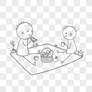 野餐的小人简笔画图片素材