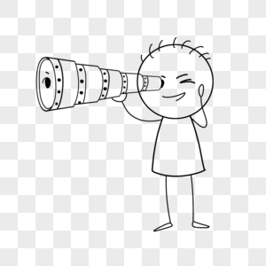 用望远镜的小人简笔画图片素材