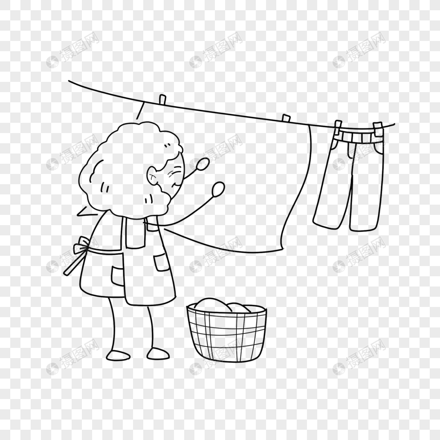 晾衣服的小人简笔画