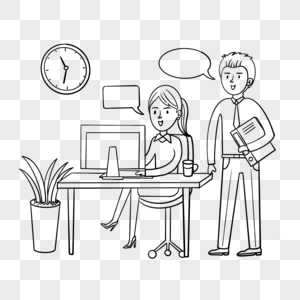 在上班的白领简笔画图片素材