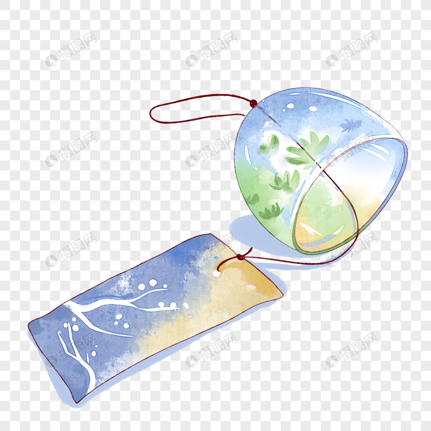 夏日风铃水彩元素素材下载 正版素材 摄图网