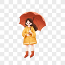 用雨伞遮雨的女孩图片