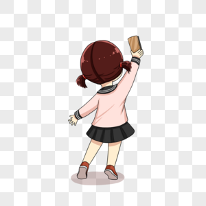 擦黑板的女孩图片素材