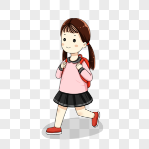 走路上学的女孩图片