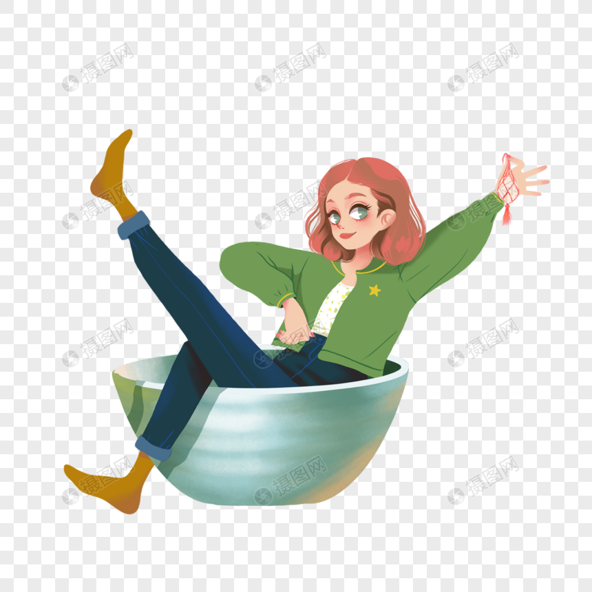 坐在碗里的女孩