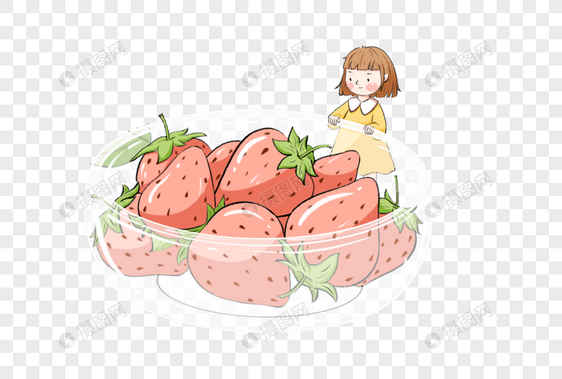 看着草莓的女孩图片