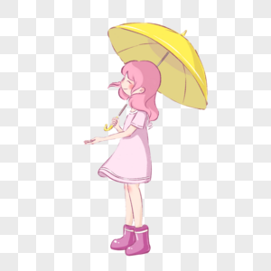 下雨打伞的女孩图片