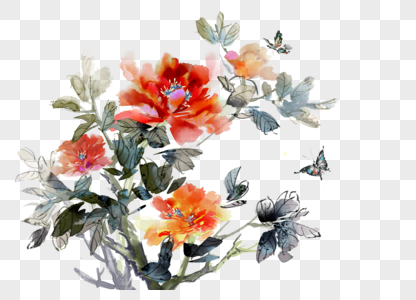 国画水墨写意花卉牡丹图片