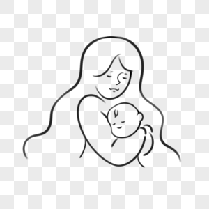 抱着孩子的母亲简笔画图片