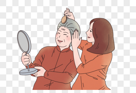 母亲节帮妈妈梳头图片素材