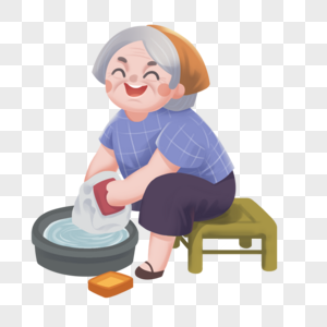 劳动节洗衣服的老奶奶图片