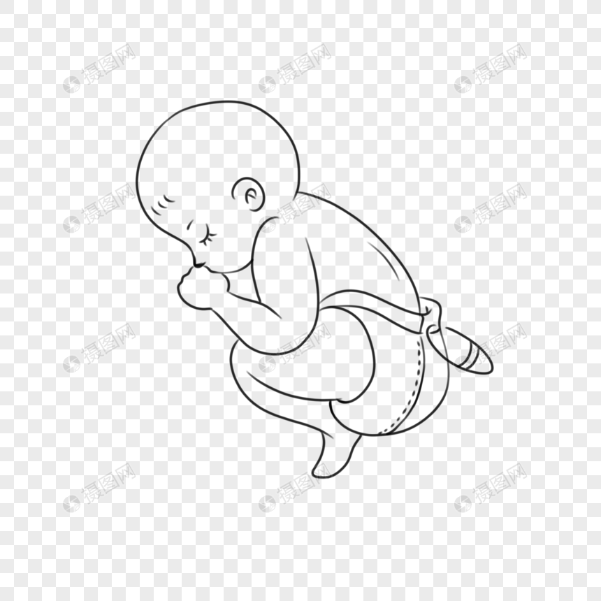 趴着睡觉的婴儿简笔画