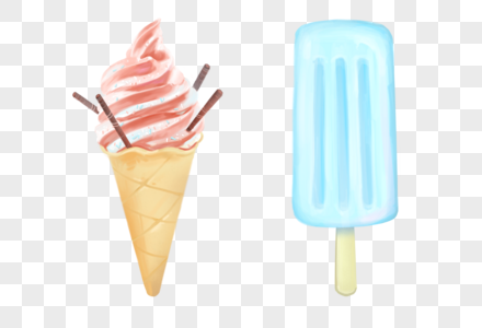 甜筒草莓味冰淇淋高清图片