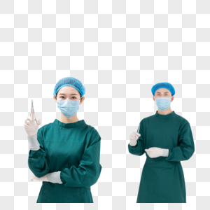 穿手术服拿医疗器械的医生团队图片