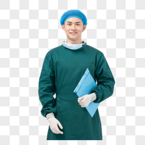 穿着手术服拿文件夹的医生图片