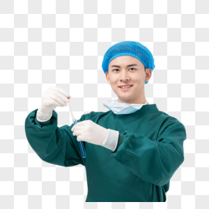 穿手术服拿试管的医生图片